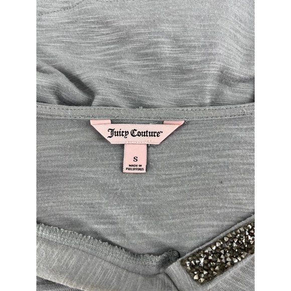 Juicy Couture hoodie top small hi lo gray bling white contrast - Picture 7 of 10